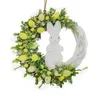 Decorative Flowers 25cm Easter Wreath 2d Acrylic Flat Pendant Spring Party Holiday Home Decoration Wall Color Hanging Ornament