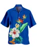 Camisas casuais masculinas 2024 Camisa de manga curta de verão moda havaiana moda de flor brilhante estampa grande tamanho solto