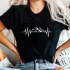 Women's T Shirts Mountain Heartbeat T-shirt Casual Unisex Hiking Outdoor Top Tee Shirt Fashion Women Graphic Adventure Wanderlust Tshirts