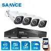 Sistema 4CH XPOE 2MP Câmera de segurança Kit 4pcs 1080p Bullet IP Câmera IP Outdoor impermeável Videoveillance NVR Conjunto IP66 Sannce