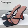 Pantoffeln Sommerurlaub High Heels Frauen Square Open Tode Slides Schuhe Frau Cross Styles Mules Zapatillas Mujer