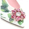 Chaussures habillées Sweet Rose Leather Crystal Gem Flower Pomps