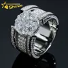 Hip Hop Style Fashion Jewelry 18K Gold Flaged Silver Rings Mens Moissanite Diamond Rings Pass Tester Diamond