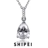 Colliers Shipei Classic Sterling Sier Pear Cut White Sapphire Gemstone Femmes Pendant Collier Fine Bijoux d'anniversaire Cadeaux en gros