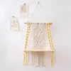 Kitchen Storage Macrame Wall Hanging Shelf Boho For Bedroom Woven Rope Art As