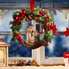 Dekorativa blommor konstgjorda kransar till jul Jesus krans Garland dekorera dörr vägg gårdsgård fönster