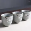 Tazze di piattini creativi dipinto a mano loto ru porcellana Gaiwan tazze da tè retrò ceramica piccola ciotola da tè da ufficio tazza d'acqua