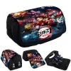 Bags Demon Slayer Double Flip Pencil Bags Tanjirou Nezuko Printed Pencil Case Student Stationery Pencil Pouch Back To School Kid Gift