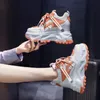 Fashion Flower Embroidered Mesh Breathable Ladies Wedge Platform Sneakers High Heels LaceUp Shoes Comfortable Height Increasing 240401