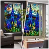 Adesivos de janela filme flores coloridas adesivos de parede privacidade aderência do chuveiro de vitral