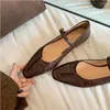 Casual Shoes Sorphio Fashion Mary Janes Women Flats spetsade tå Square Heeled Concise for Luxury Classic British Retro