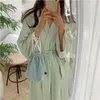 Roupas de roupas de casa Mulheres de banheira babados de manga comprida estilo coreano Robe doce spa elegante spa Lady Spring Autumn vestes de vestes de pijamas