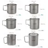 Levert Lixada Ultralight Titanium Cup draagbare camping picknick Water Cup Mok met opvouwbare handgreep 300 ml/350 ml/420 ml/550 ml/650 ml/750 ml