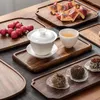 Tea Trays Home Office Tray Dish Kök Teaware Vintage Plate Wood Long Luxury Bandeja de Madera Tools Accessories