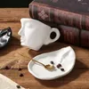 Tazze di piattini per il viso creativo ceramica tazza di caffè e piattino set di tazze d'acqua per ufficio da tè latte baciando tazza amici regalo porcellana