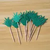 Party Supplies 10/12pcs Green Leaf Cake Toppers Palm Leaves Cupcake For Jungle Theme Birthday Decor Wild One Safari