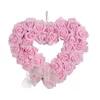 Flores decorativas em forma de coração coroa de coroa dos namorados porta romântica de 14 "Flower Flower Decoração para a janela interna