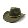 Berets cowboyhoeden voor vrouwen en mannen casual stijl westerse petten wollen 57-58 cm eenvoudige riem metaal decoratie mode NZ0081