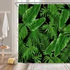 Rideaux de douche feuilles tropicales plantes de feuille de palmier verte ensemble de boucles de bain moderne écran de tissu en polyester décor de salle de bain avec crochets