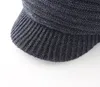 Connectyle Mens Style Hiver chapeau avec visière acrylique en toison douce enleceau doublé tricot tricot mâle sboy caphard chaud quotidien 240311