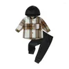 Ensembles de vêtements en bas âge Unisexe Baby Clothes Boys Filles Flanelle Tops Plaid Sweat-shirt Sweat-shirt Sweat Pantal