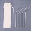 Cuilles jetables Paies 20pcs Paille en acier inoxydable Pagnière de coton Sac en lin de coton Practical Buvery Couvrerie