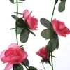 Kwiaty dekoracyjne fałszywe różowe winorośl girland rośliny sztuczny kwiat wiszący wystrój ślubny prawdziwy dotyk jedwab