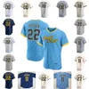 Rhys Hoskins Baseball Jersey 22 Yelich Jackson Chourio Brice Turang Garrett Mitchell Willy Adames Joey Wiemer Joey Ortiz William Contreras Brandon Woodruff Braun