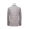 Costumes pour hommes à plaid à rayures à rayures rouges veste de robe à col double en V moteur de coude en V slim fit blazer tops m-5xl 6xl