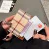 Projektant Stripe Luksusowy portfel Tri-Stack Solid Kolor Drukowane litery Duża pojemność Czysta krowa Portfel karty