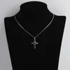 ペンダントPEKURR 925 STERLING SILVER GLOSSY BIG CROSS NECKLACESZIRCON STAR女性のための女性