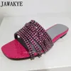 Kapcie włoska marka damskie kryształowy letni otwartym palca rhinestone Diamentowe buty sukienki slajdy plażowe klapki klepie kobiety