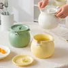 Storage Bottles Household Ceramic Jar Food Containers Useful Things For Kitchen Gadgets With Lid High Temperature Resistance