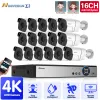 SYSTEEM 16CH CCTV GEZICHTEN WAARDAG 8MP H.265 Outdoor Surveillance Kit 8.0MP IR Beveiligingscamera Video Surveillance System 4K 16CH DVR KITS