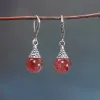 Boucles d'oreilles sans plus belles que photos en quartz de fraises naturelles pour femmes thaïlandais brincos réel 925 bijoux en argent