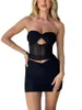 Tank da donna Donna Summer 2 pezzi Outfit Y2K Sexy Slim Crop Top Tube Shirt High BodyCon Wrap Mini Skirt Set