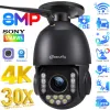 Kameror 4K 30X Optisk zoom WiFi PTZ -kamera utomhus 8MP POE IP -kamera Spotlight Takhastighet Dome Auto spårar Mänsklig/bilsäkerhetskamera