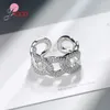 Cluster Rings Fashion Creative 925 Sterling Silver Chain Design Kvinnor Ring Justerbar storlek Micro Paled Zirconia Stone Finger Jewelry Gifts