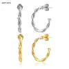 Boucles d'oreilles Andywen 925 Sterling Silver Gold Twist Twists Piercing Jewelry Round Ohrringe Wedding 2020 Rock Punk Fashion Luxury Jewels