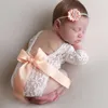 Rompers Pudcoco Born Baby Girls Bow Lace Romper Po Clothing Flowers Hair Band Set Pography Props Jumpsuit Playisuit Clothes