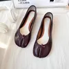 Casual Shoes IPPEUM Ballerina Flats Split Toe 2024 In Merlot Leather Mary Janes Size 44 Purple Ballet Flat Women