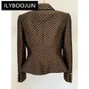 Women's Suits Designer Brown Jacket Black Women Double Breasted Slim Fit Jacquard Office Business Wear Blazer Outfit High Quality