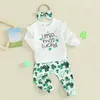 Kledingsets Puhhapiey Baby Girl St Patrick S Day Outfit Luckey Ruffle Crewneck Sweatshirts Green Pants Hoofdband Clover Set