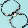 Bracelets de charme x7ya 2pcs / set yin yang bracelet cordon réglable fait à la main pour la corde tressée de chiots relation d'amitié