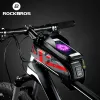 가방 Rockbros 자전거 프레임 전면 튜브 방수 자전거 백 터치 스크린 자전거 안장 안장 패키지 휴대 전화 자전거 액세서리.