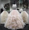 2019 Two Pieces Crystal Beading Backless Ball Gown Quinceanera Dresses Plus Size Sweet 16 Dresses Debutante 15 Year Formal Party D6583283