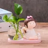 Vaser Hydroponic Vase Plant Flower Pot Creative Yoga Girl Glass Modern Arrangement Office vardagsrum Desktop Decoration