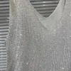 Zbiorniki damskie Borvemays Diamonds Tank Tops Women Shleeless V Neck Silny kolor 2024 Summer Sexy T-shirt WZ8363