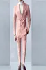 Dubbel bröst brudgum bröllop tuxedos mens kostymer 2 stycken rosa långärmad smal passform snygg man formell slitage manlig blazer anpassad ma7313996