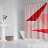 Shower Curtains 180x180cm Bathroom Waterproof Polyester Curtain Mold Resistant Perforated With Hooks Pink And Red Color Block Splicing